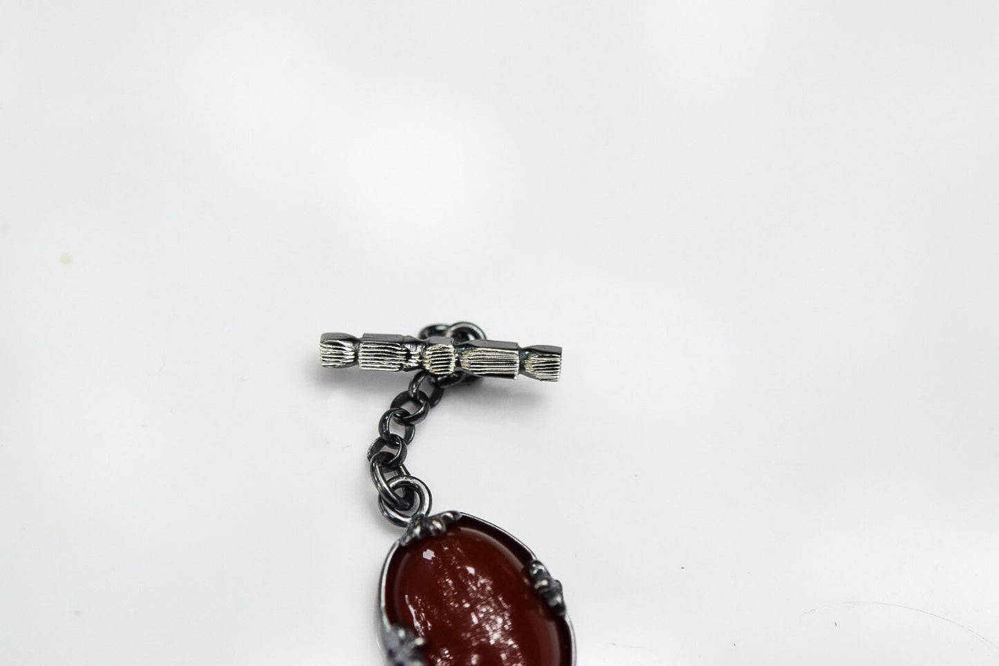 Carnelian Bracelet/ Sterling Silver/ Oxidized Silver