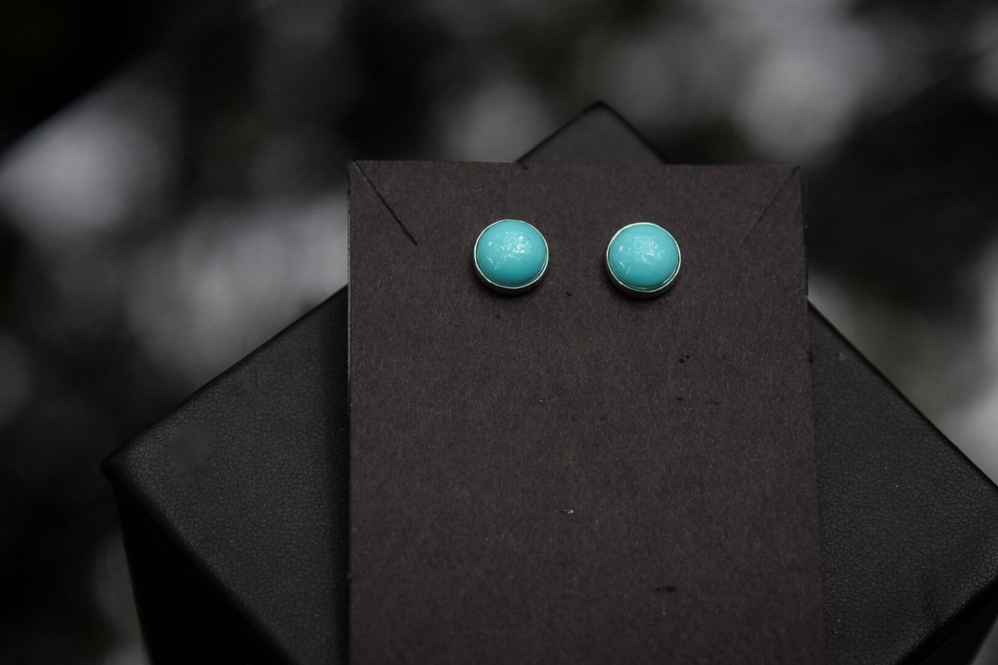 Medium Turquoise Earrings/ Sterling Silver/ Kingman Turquoise/ Turquoise Studs/ Turquoise Dangles/ 8mm