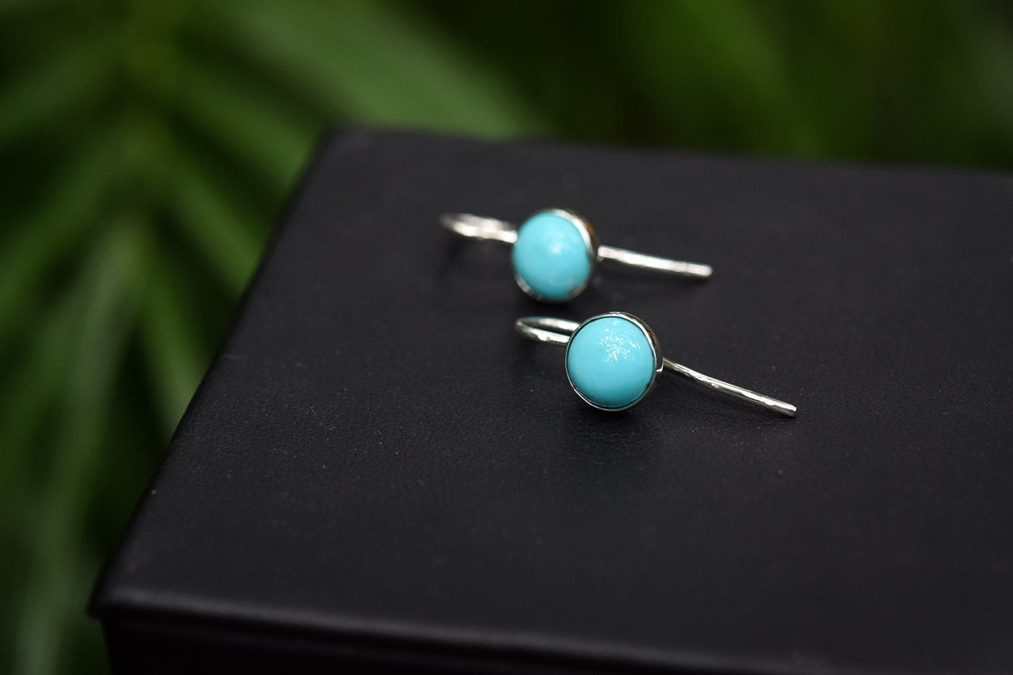 Medium Turquoise Earrings/ Sterling Silver/ Kingman Turquoise/ Turquoise Studs/ Turquoise Dangles/ 8mm