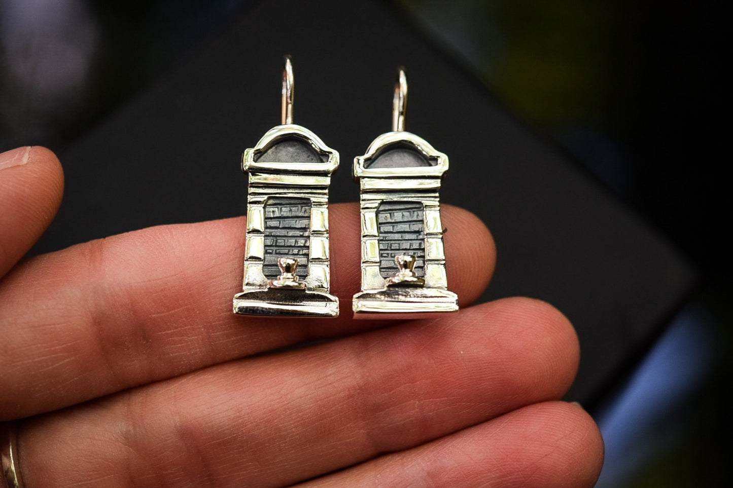 New Orleans Tomb Earrings/ Sterling Silver/ Dangles/ Posts