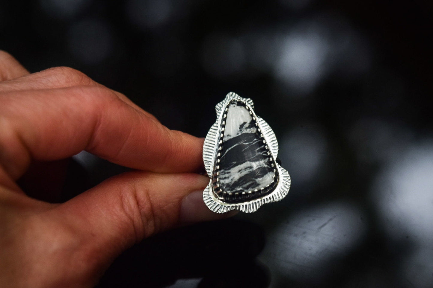 White Buffalo Ring / Sterling Silver