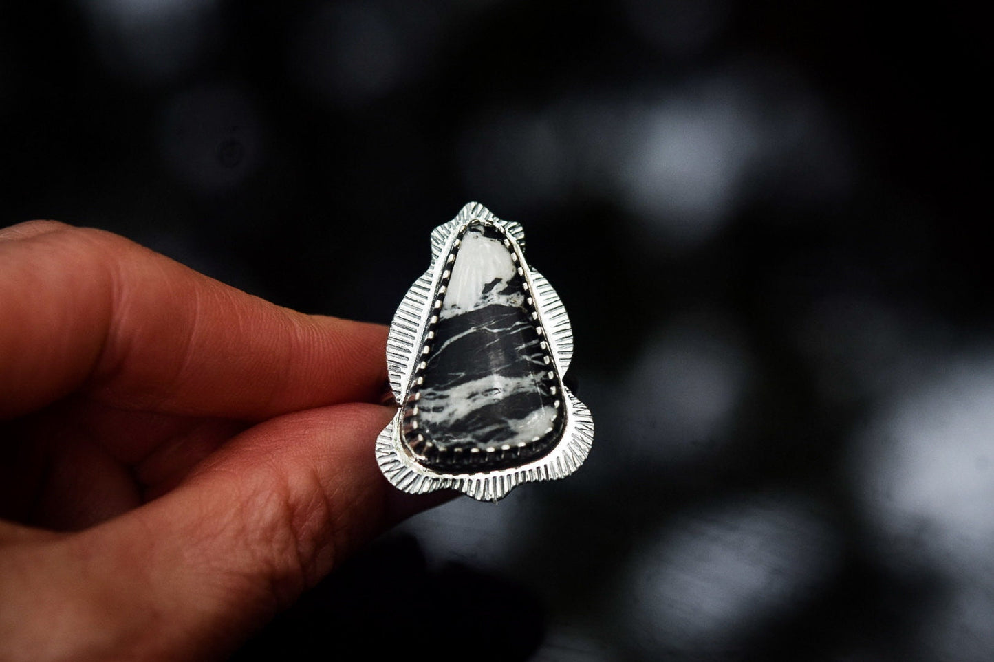 White Buffalo Ring / Sterling Silver