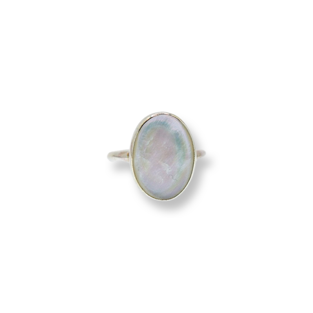 Mother of Pearl Ring/ Sterling Silver/ White Mother of Pearl