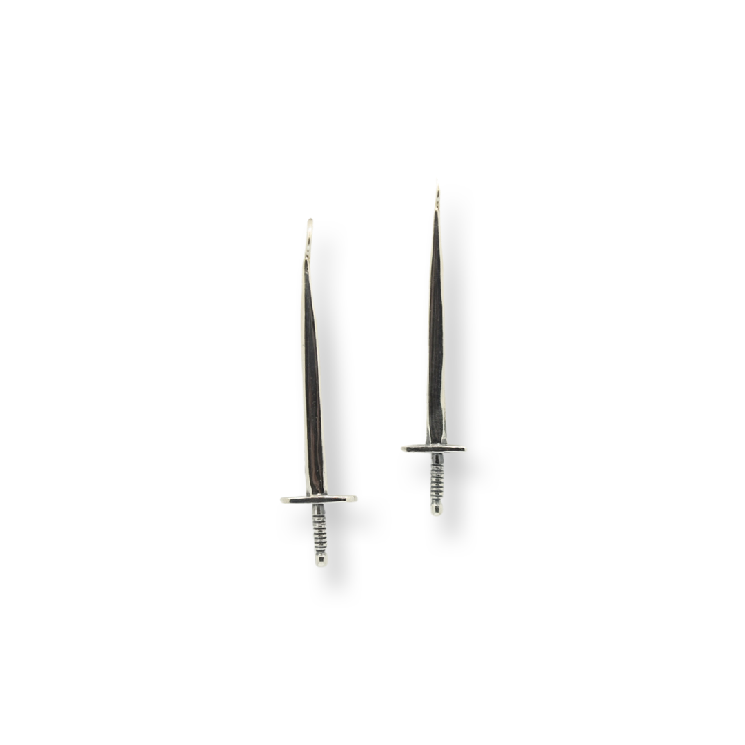Sword Earrings/ Sterling Silver/ Dangle/ Post