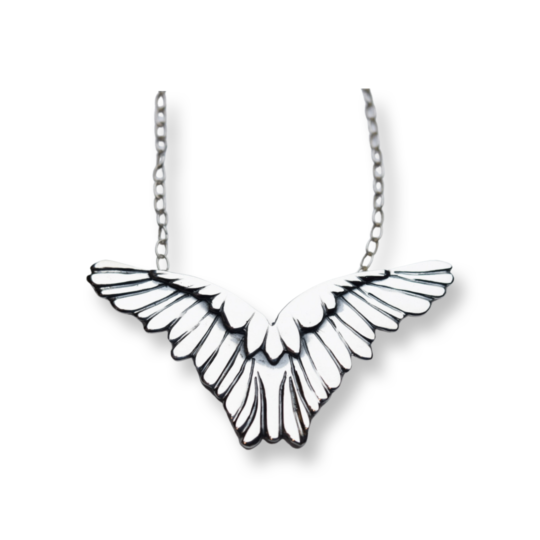 Large Wings Necklace/ Sterling Silver Wings