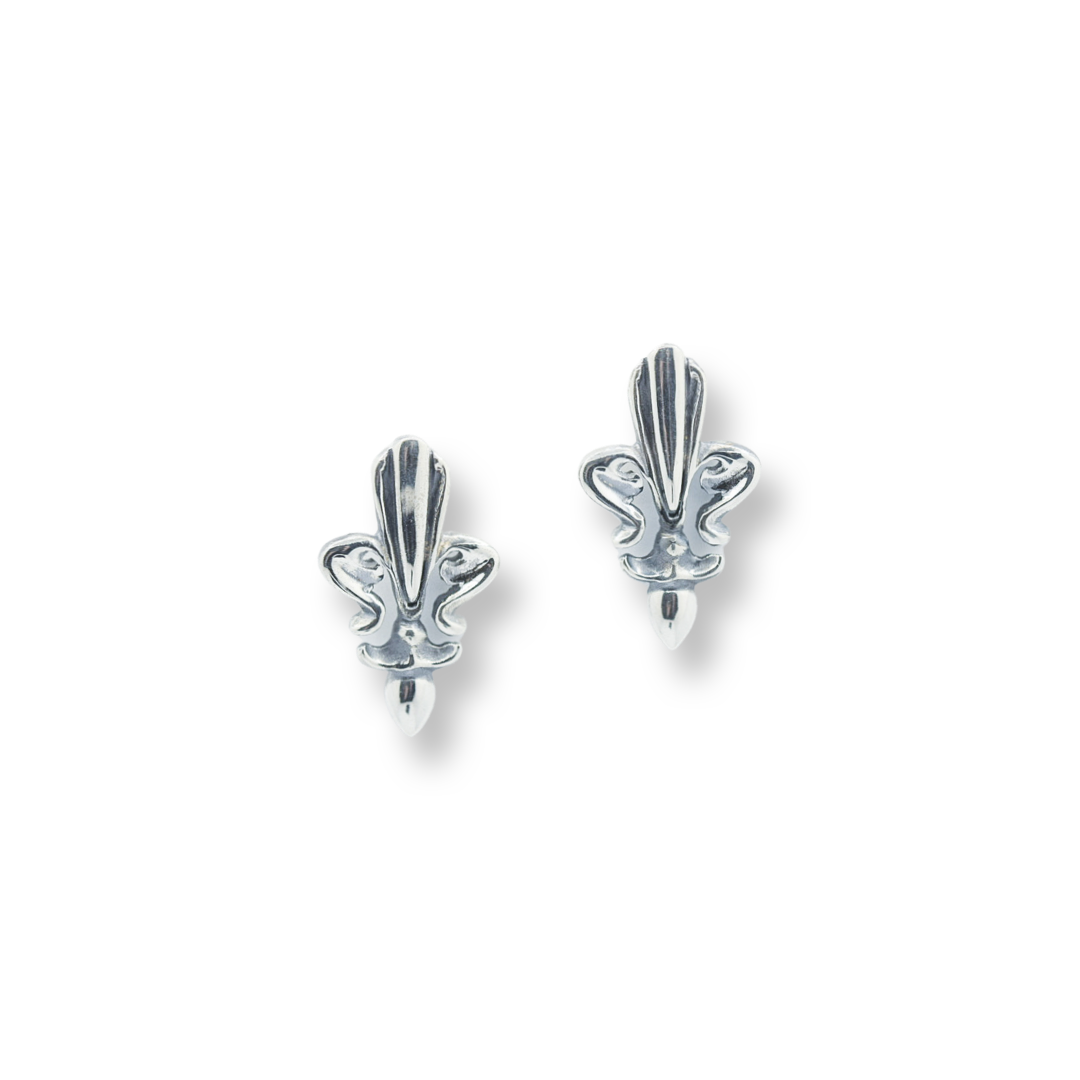 Fleur De Lis Earrings/ Sterling Silver/ Post Earrings/ Dangle Earrings