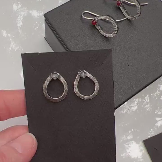 Teardrop Earrings/ Oxidized Sterling Silver