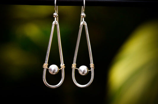 Pearl Earrings/ Teardrop Earrings/ Sterling Silver/ Gold Filled/ New Moon