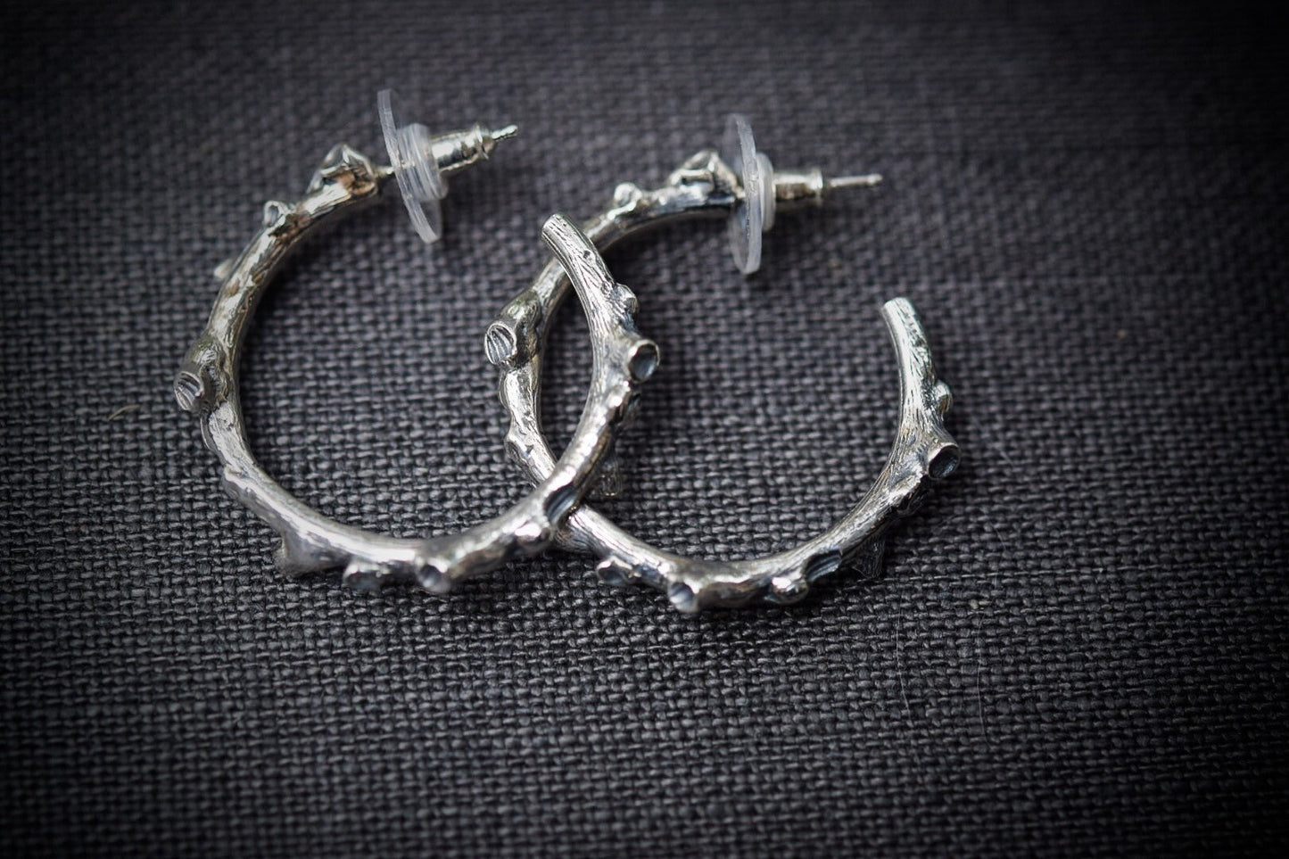 Branch Hoop Earrings/ Sterling Silver