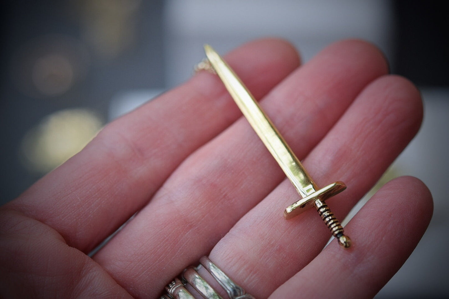 14k Gold Vermeil Sword/ Gold Sword Necklace