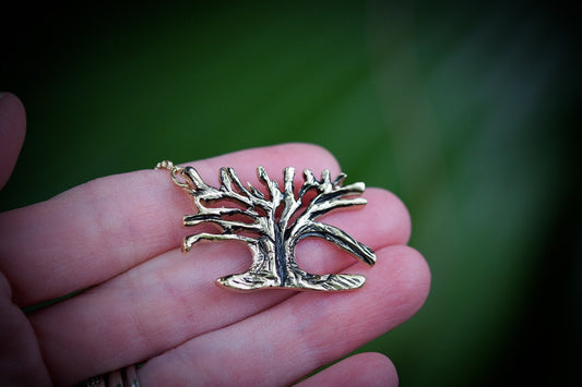 14k Gold Vermeil Oak Tree/ Gold Tree Necklace