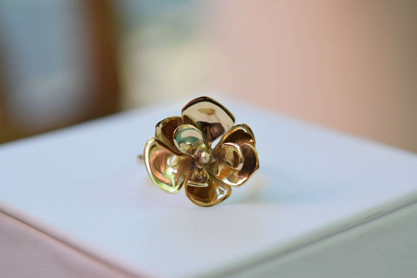 Solid 14k Gold Magnolia Ring