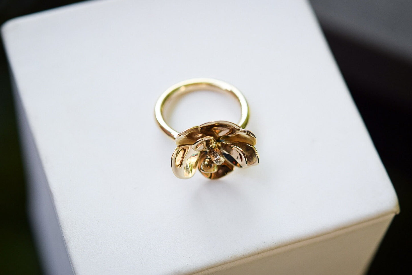 Solid 14k Gold Magnolia Ring