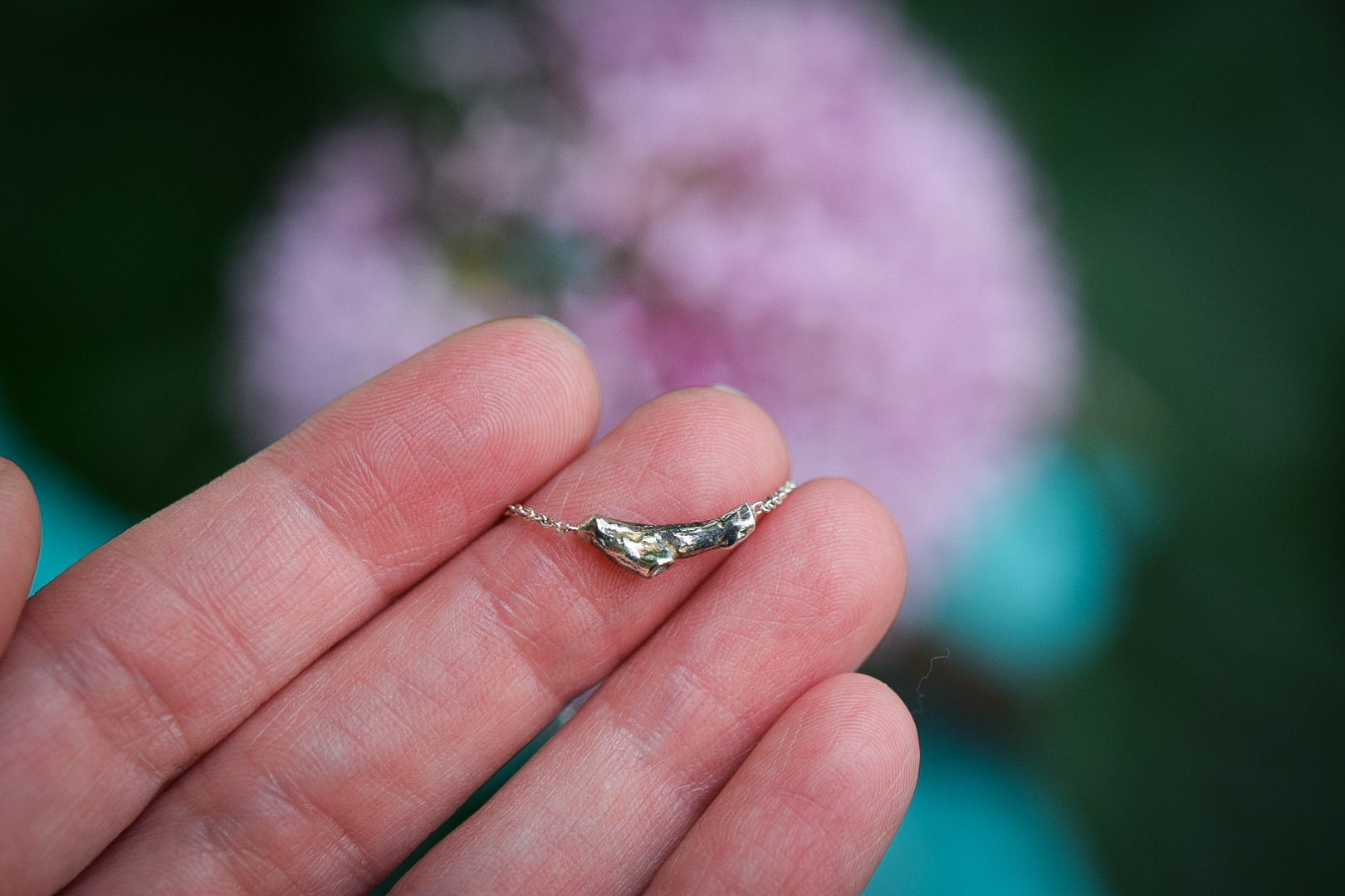 Tiny Branch Necklace/ Sterling Silver/ Small Twig Necklace
