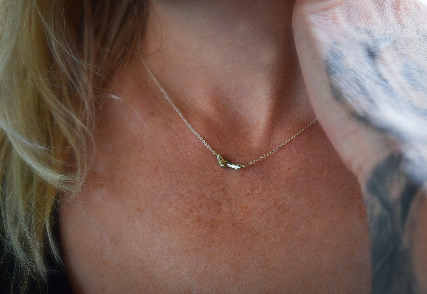 Tiny Branch Necklace/ Sterling Silver/ Small Twig Necklace