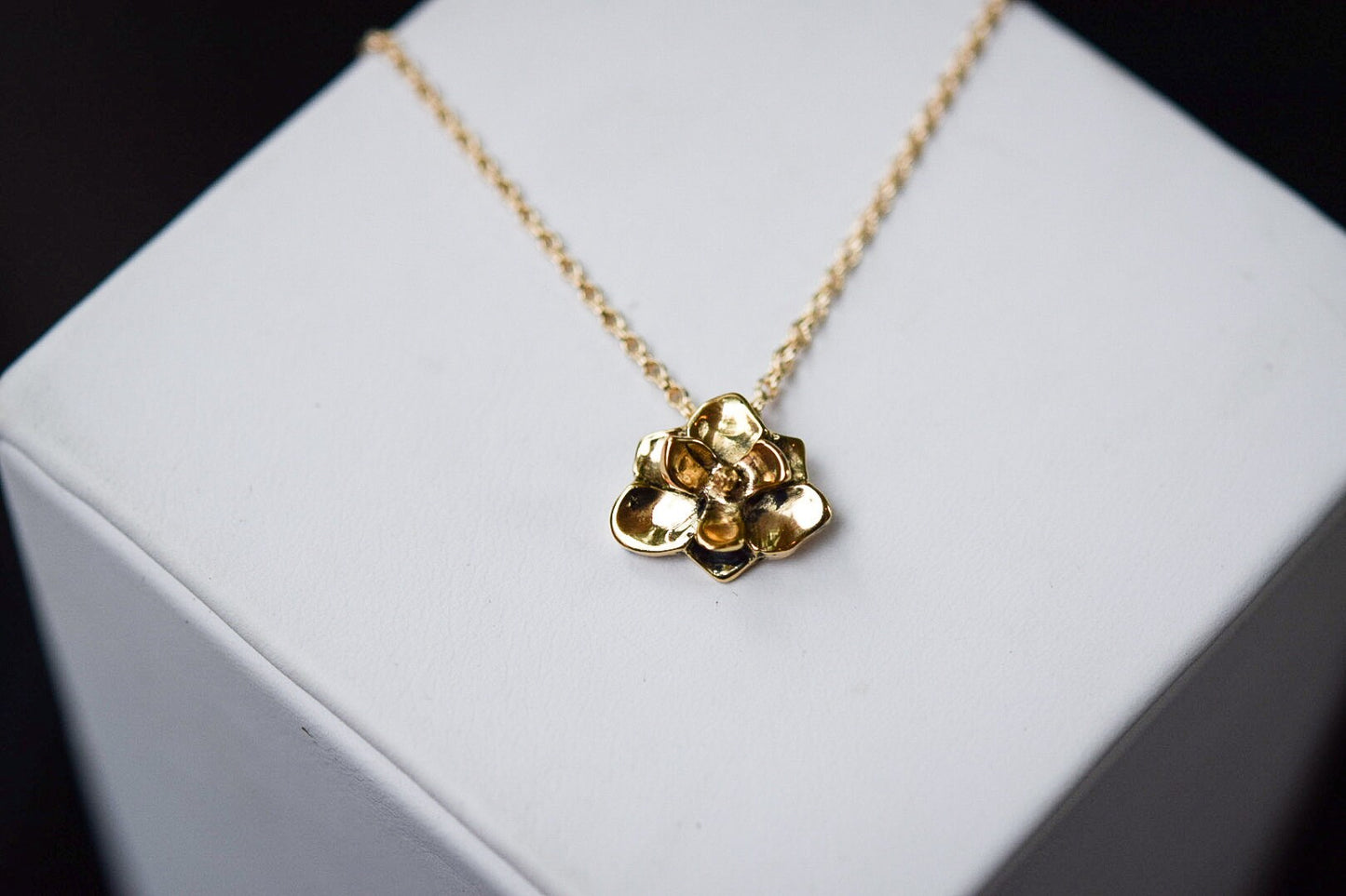 Small Gold Vermeil Magnolia Necklace/ 14k Vermeil