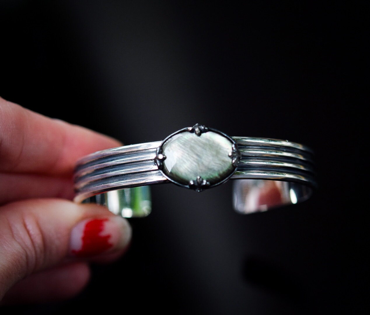 Mirror, Mirror Cuff/ Black Mother of Pearl/ Sterling Silver