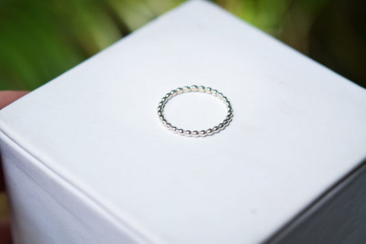 Thin Beaded Stacking Ring/ Sterling Silver/ Dot Ring/ Beaded Ring
