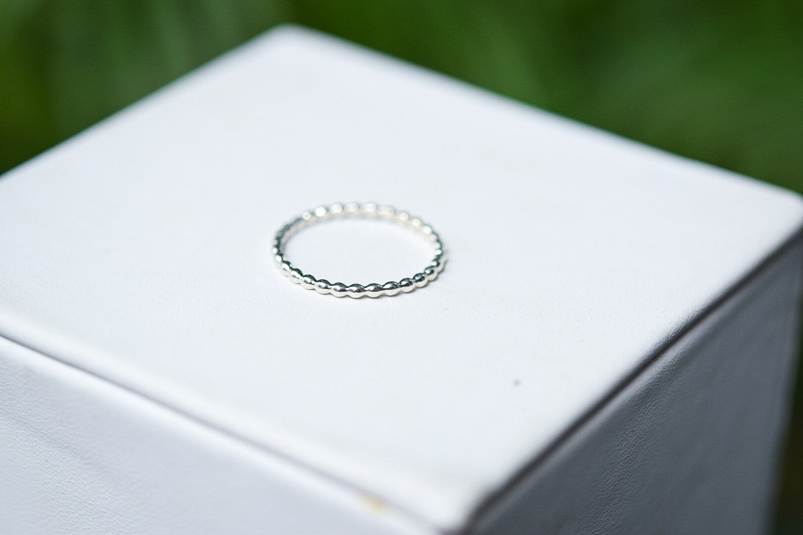 Thin Beaded Stacking Ring/ Sterling Silver/ Dot Ring/ Beaded Ring