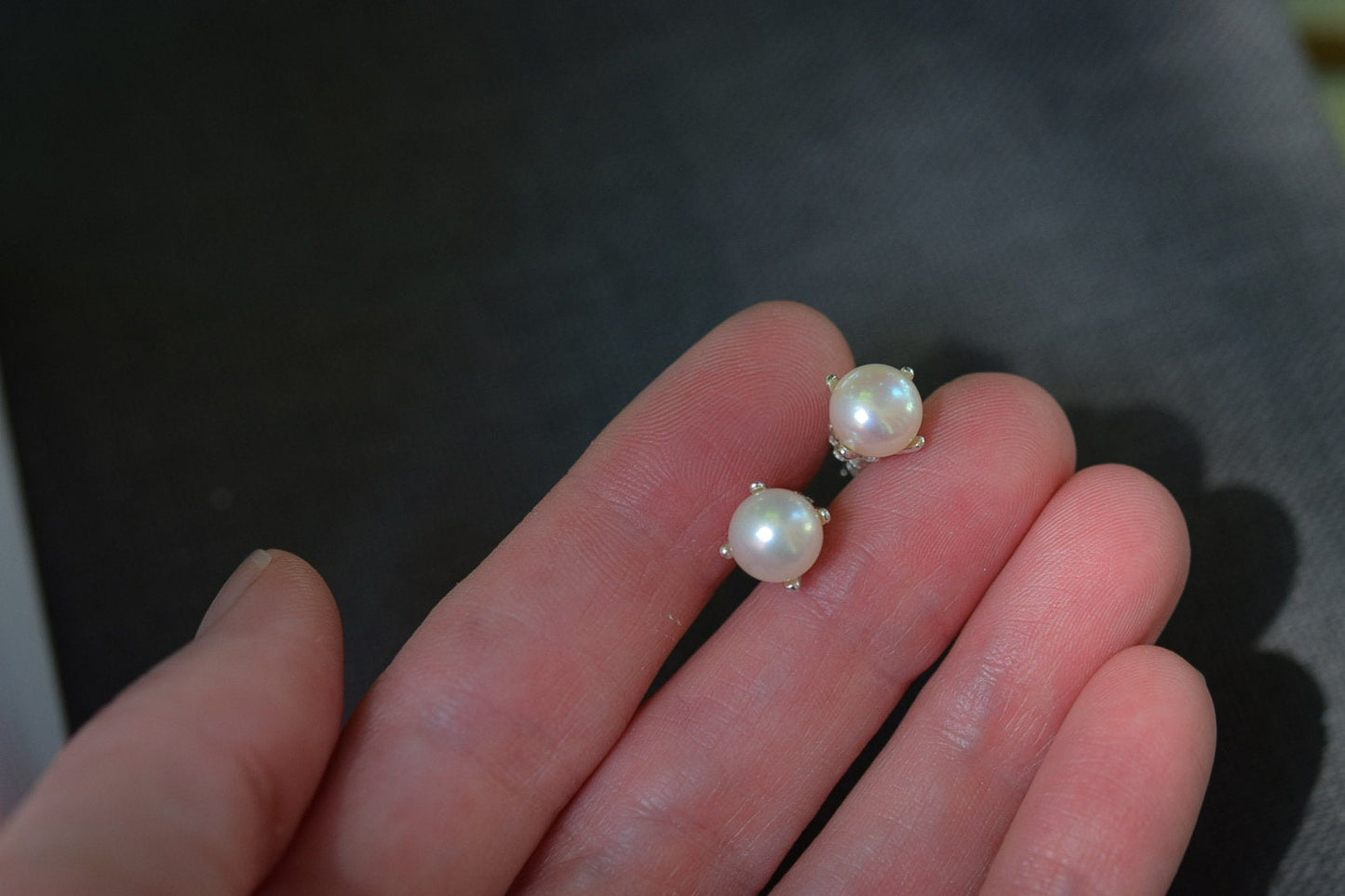 Pearl Post Earrings/ Sterling Silver/ Freshwater Pearls