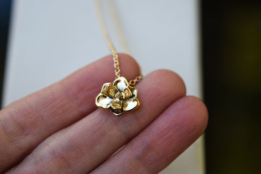 Small Gold Vermeil Magnolia Necklace/ 14k Vermeil