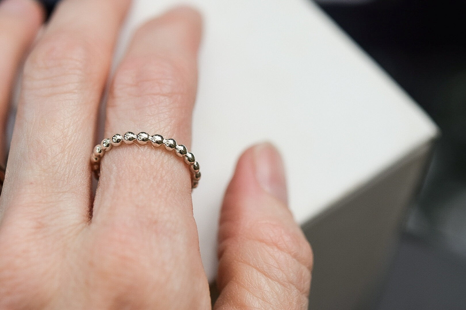 Silver Beaded Stacking Ring/ Sterling Silver/ Stacking Ring/ Stack Ring