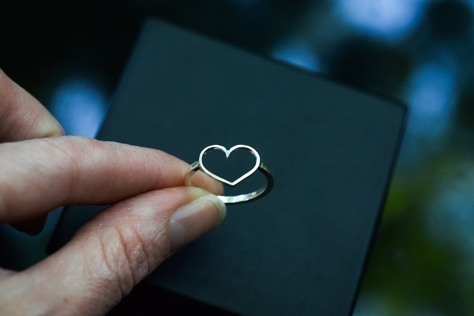 Heart Ring/ Sterling Silver/ Open Heart Ring