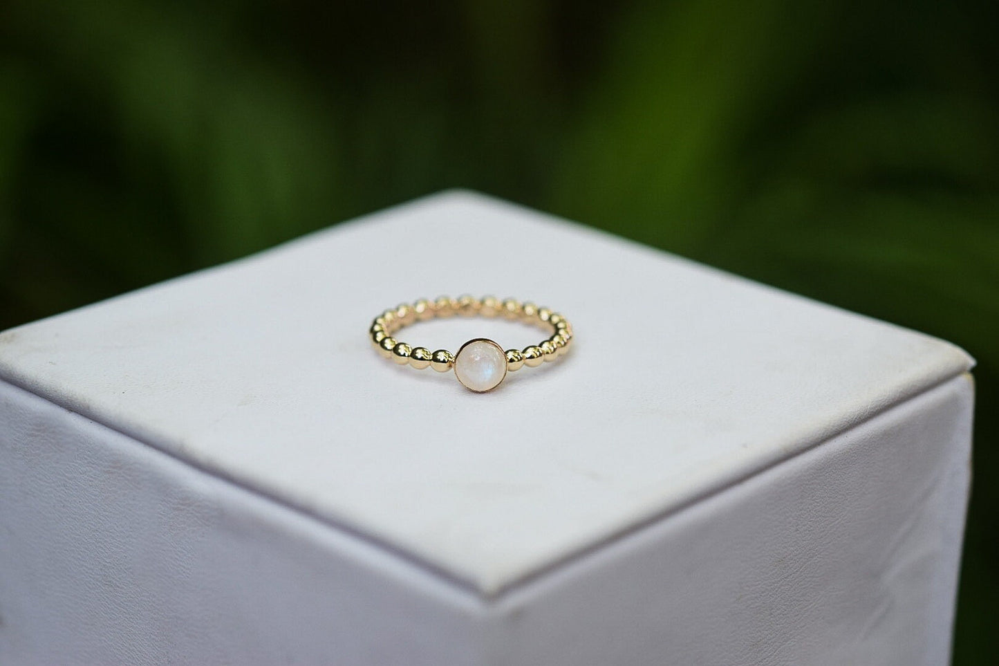 Moonstone Stacking Ring/ Gold-Filled/ 5mm Rainbow Moonstone Ring