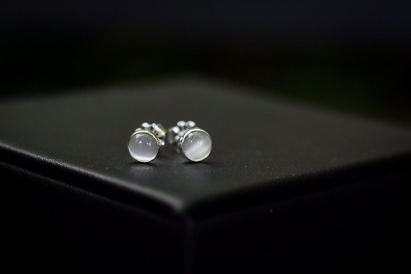 Silver Moonstone Post Earrings/ Sterling Silver/ White Moonstone/ Stud Earrings