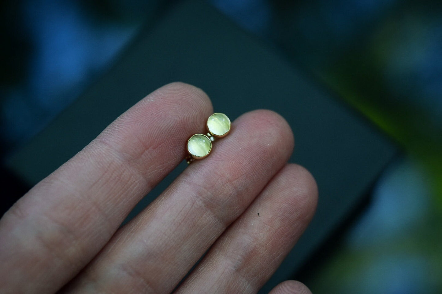 Gold Moonstone Earrings/ Small Moonstone Studs/ Post Earrings