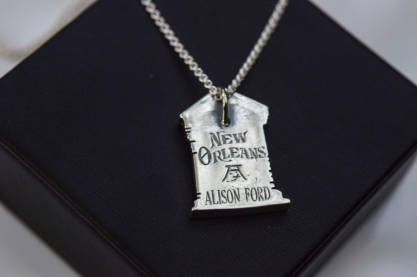 Large New Orleans Tomb Necklace/ Sterling Silver/ New Orleans Jewelry