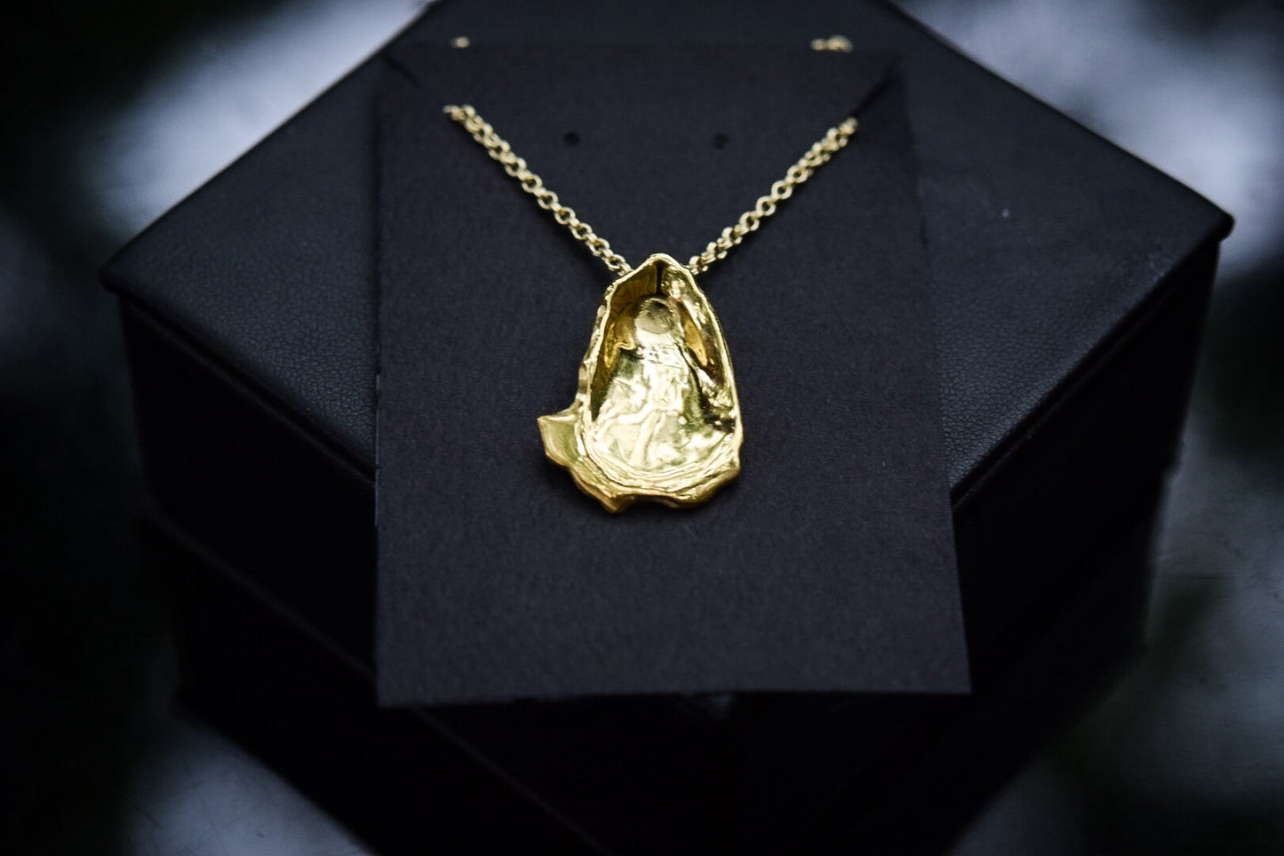Gold Oyster Necklace/ 14k Gold Vermeil/ Oyster Necklace